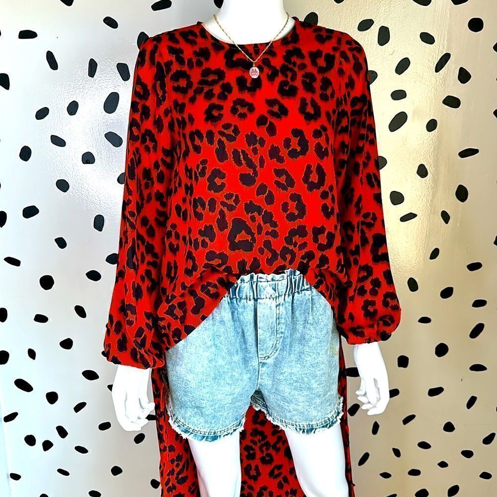 Buddy Love HiLow Leopard Print Blouse